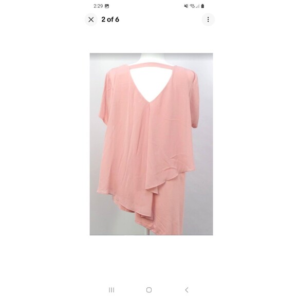 Lisa Rinna Collection V-Neck Top with Chiffon Back Detail Petal Rose Pink Size L - Picture 2 of 7